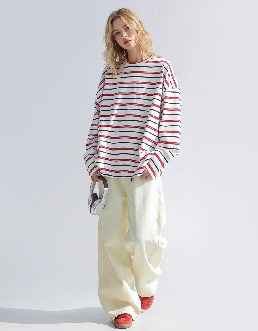 Retro Marine Border Long Sleeve