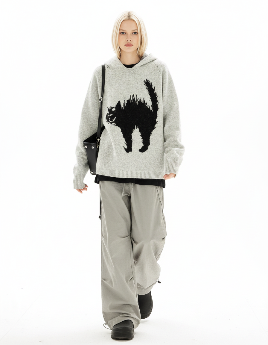 Animal Graphic Knit Hoodie