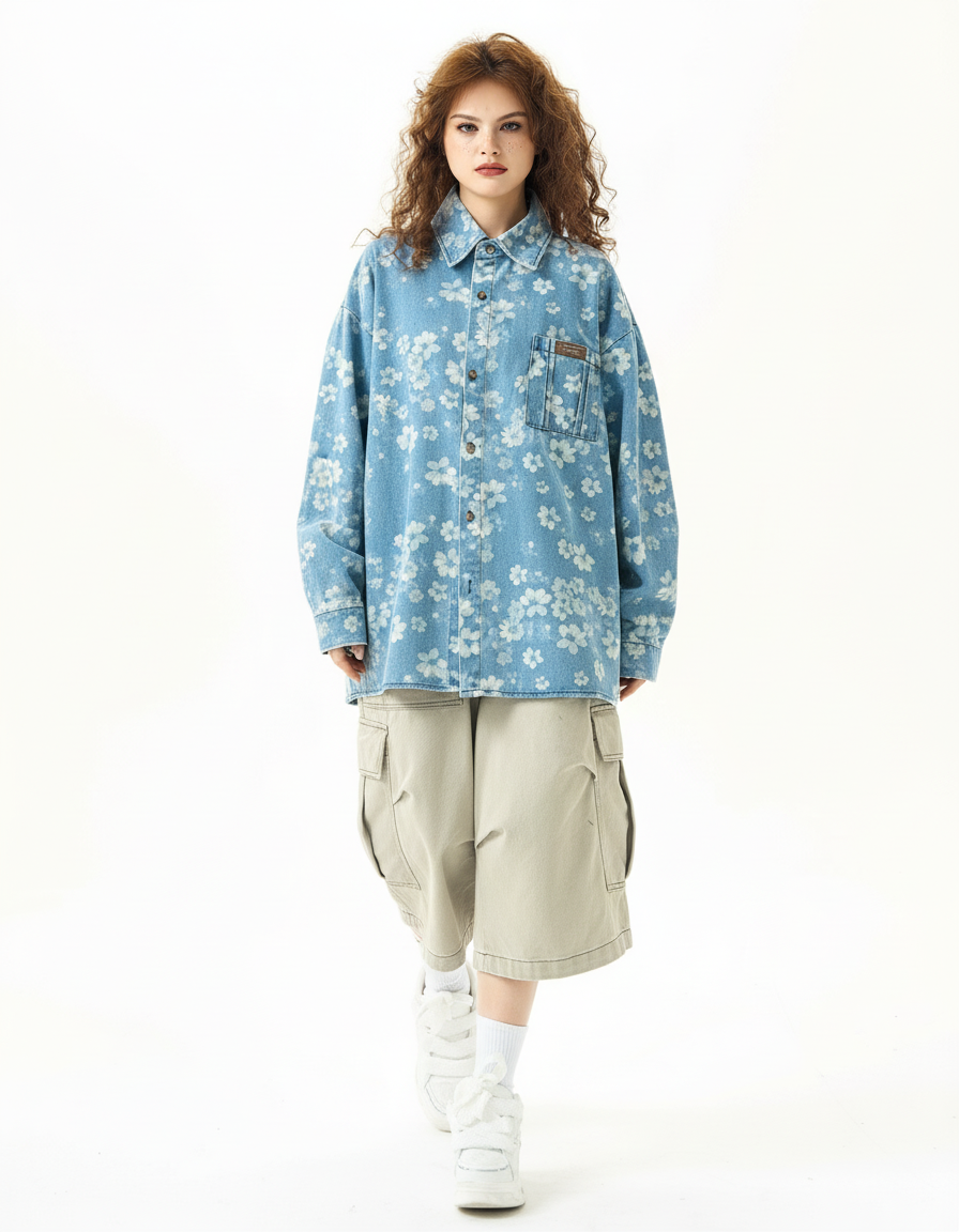 Floral Print Denim Shirt