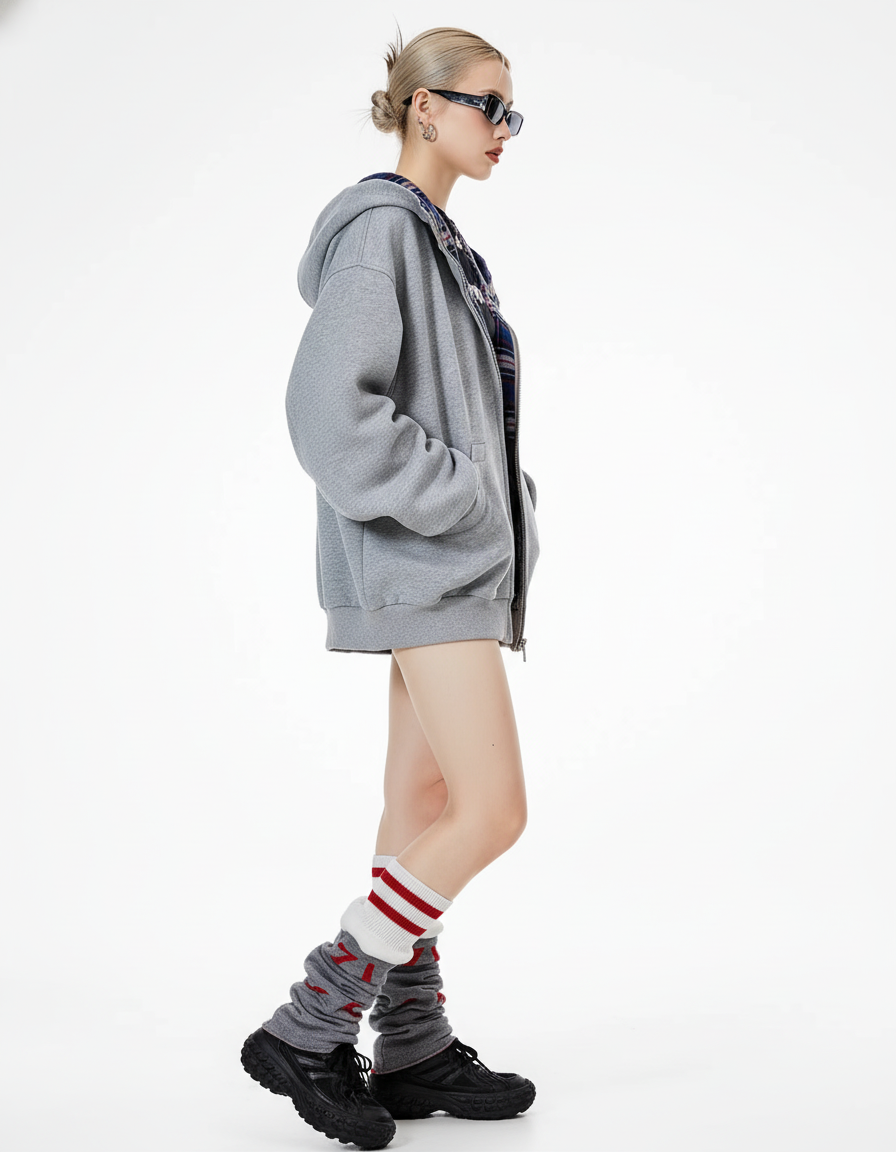 Check Inner Oversized Hoodie