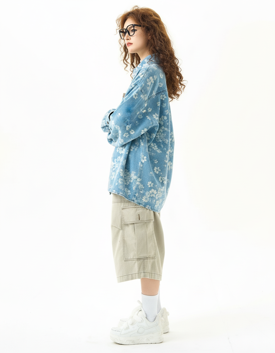 Floral Print Denim Shirt