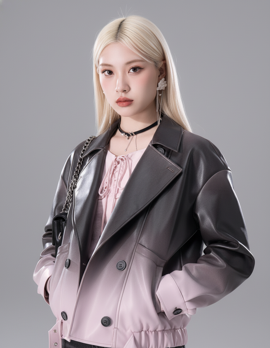 Gradient Vegan Leather Light Jacket