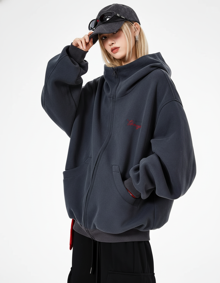 Check Inner Oversized Hoodie