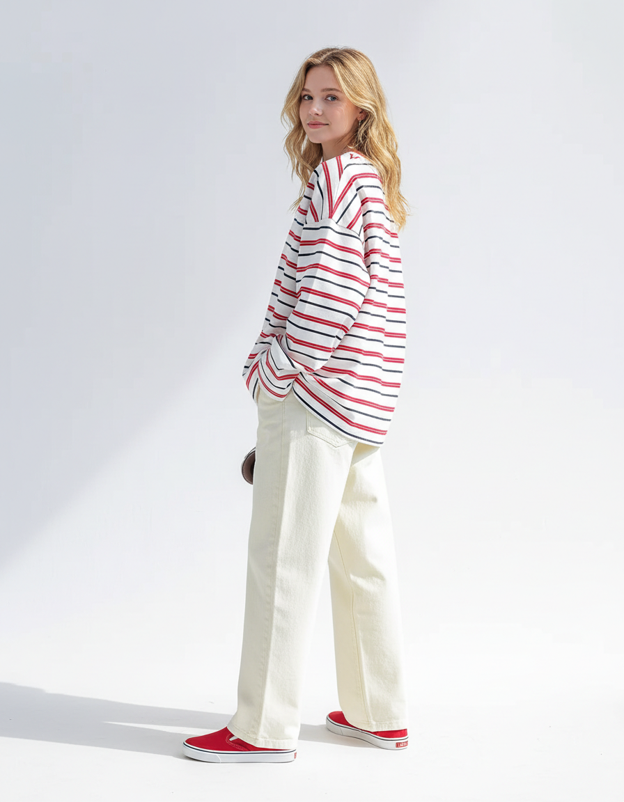 Retro Marine Border Long Sleeve