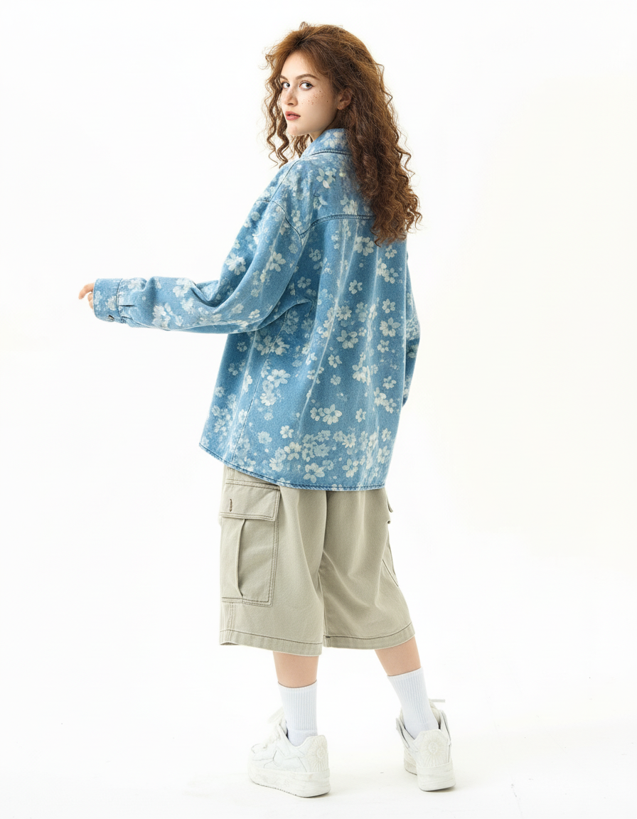 Floral Print Denim Shirt