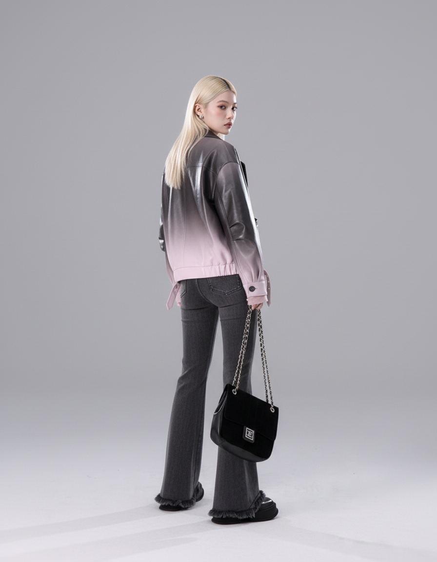 Gradient Vegan Leather Light Jacket