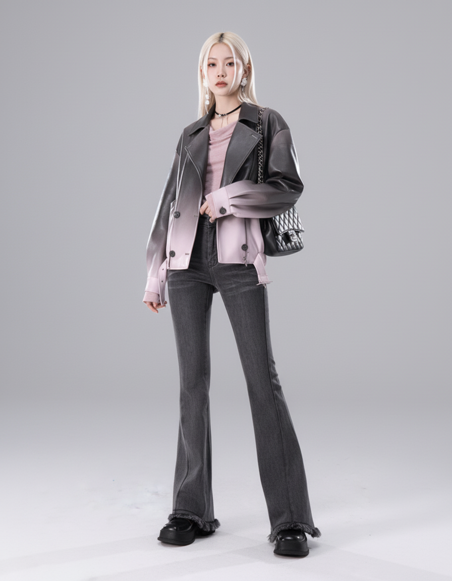 Gradient Vegan Leather Light Jacket